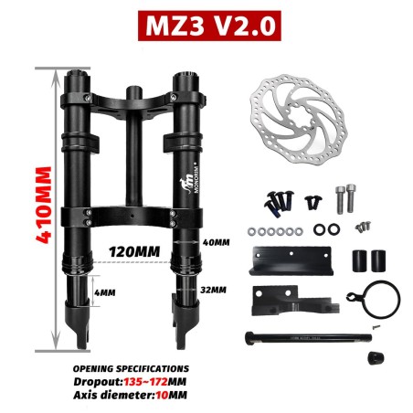 Suspension delantera Monorim MZ3 2.0 con disco 160mm para patinete Segway ZT3 alto rendimiento  - 1  