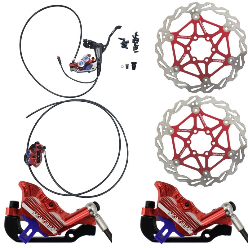 Complete Monorim EB01 4-piston hydraulic brake kit - levers, calipers, cable and brake disc Monorim - 2 Complete Monorim EB01 4-