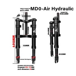 Monorim MD0 Air Hydraulic voorvorkvering 490mm x 165mm  - 2 
Compatibiliteit: voor compatibele Monorim MD0 voorvork-montage; con