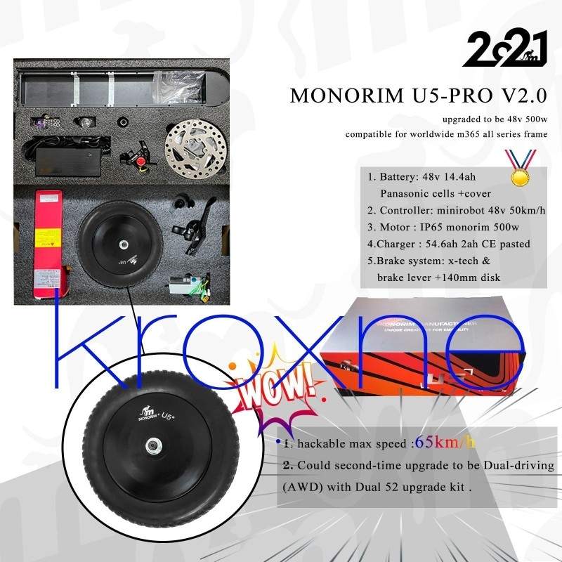 DUAL52 AWD Upgrade kit for PACK U5 2.0 for Xiaomi electric scooters - DUAL MOTOR kit Monorim - 32 ** Dual52 AWD pack for xiaomi 