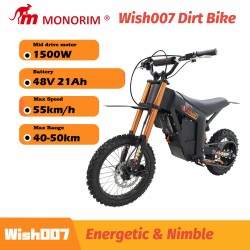 Monorim e-Moto Electric Wish007, 55 km/ch, dvigatel' 1500 Vt, akkumulyator 21 Ach, reguliruyemaya gidravlicheskaya podveska Mono