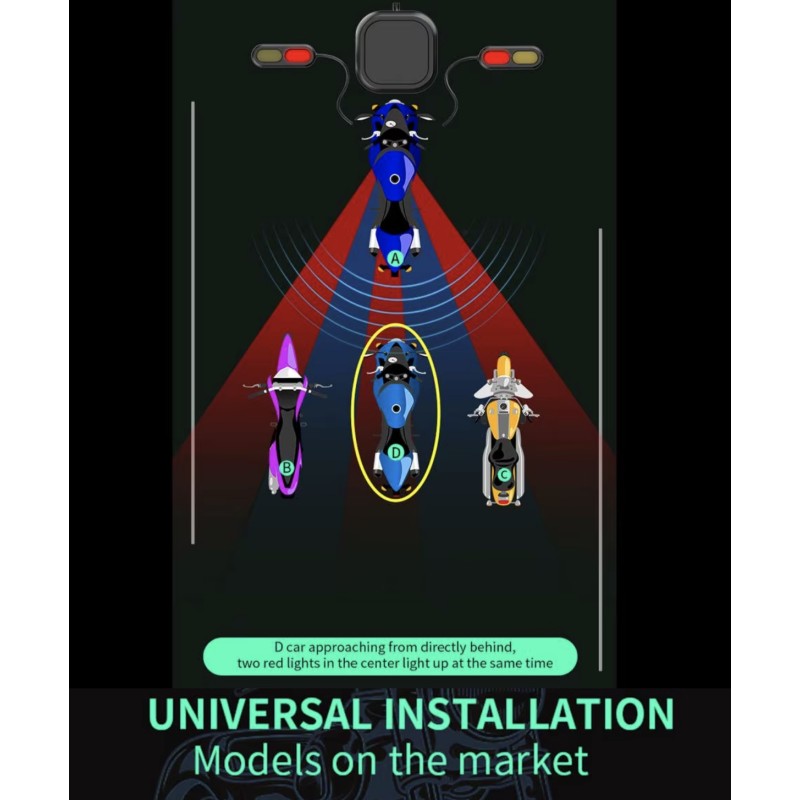 Sistema di rilevamento dell'angolo cieco impermeabile (angolo di 130º) per scooter, bicicletta o moto KROXNE - 4  