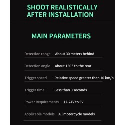 Vandtæt blindvinkeldetektionssystem (130º vinkel) til scooter, cykel eller motorcykel KROXNE - 8  